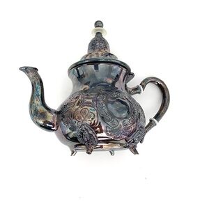 Vintage Moroccan Silver Plated Tea Pot 1960s